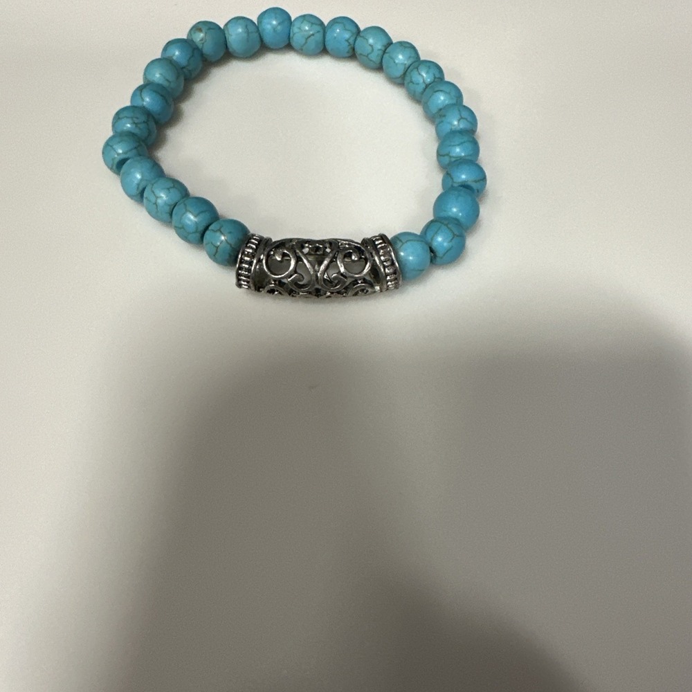 Faux‎ Turquoise Bubble Beaded Stretch Bracelet